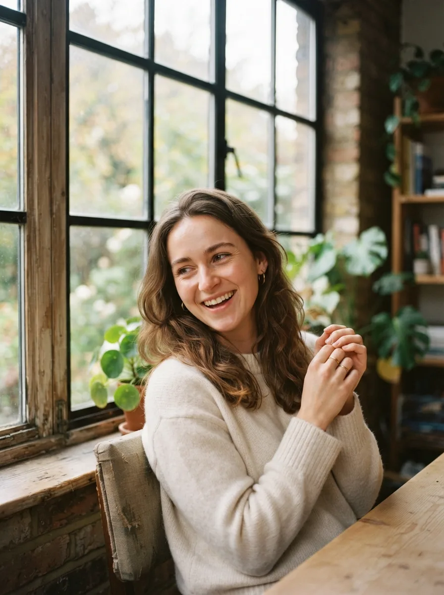Natural-light portrait by a large window