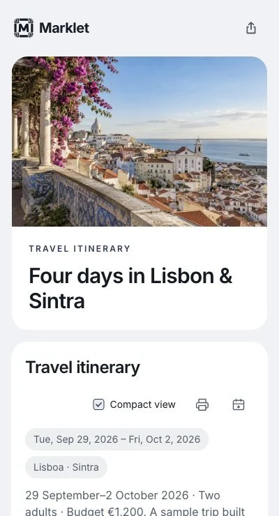 Travel itinerary