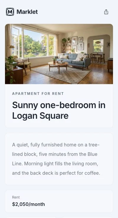 Apartment rental page created with Marklet