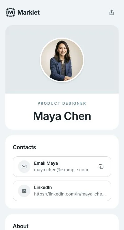 Product designer résumé created with Marklet